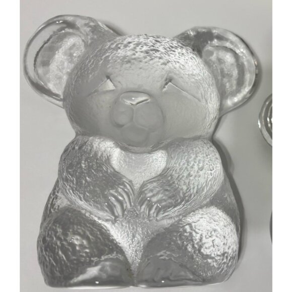 Royal Krona Sweden Koala Bear Set of 2 Vintage Crystal Figurine Paperweight - Picture 4 of 7